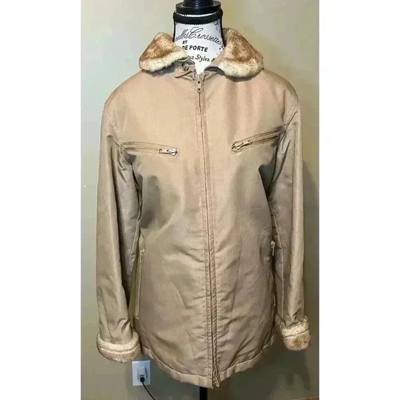 Vintage London Fog Women’s Fur Lined Chore Coat | Removable Hood Wmns Size 11/12 - Picture 7 of 13